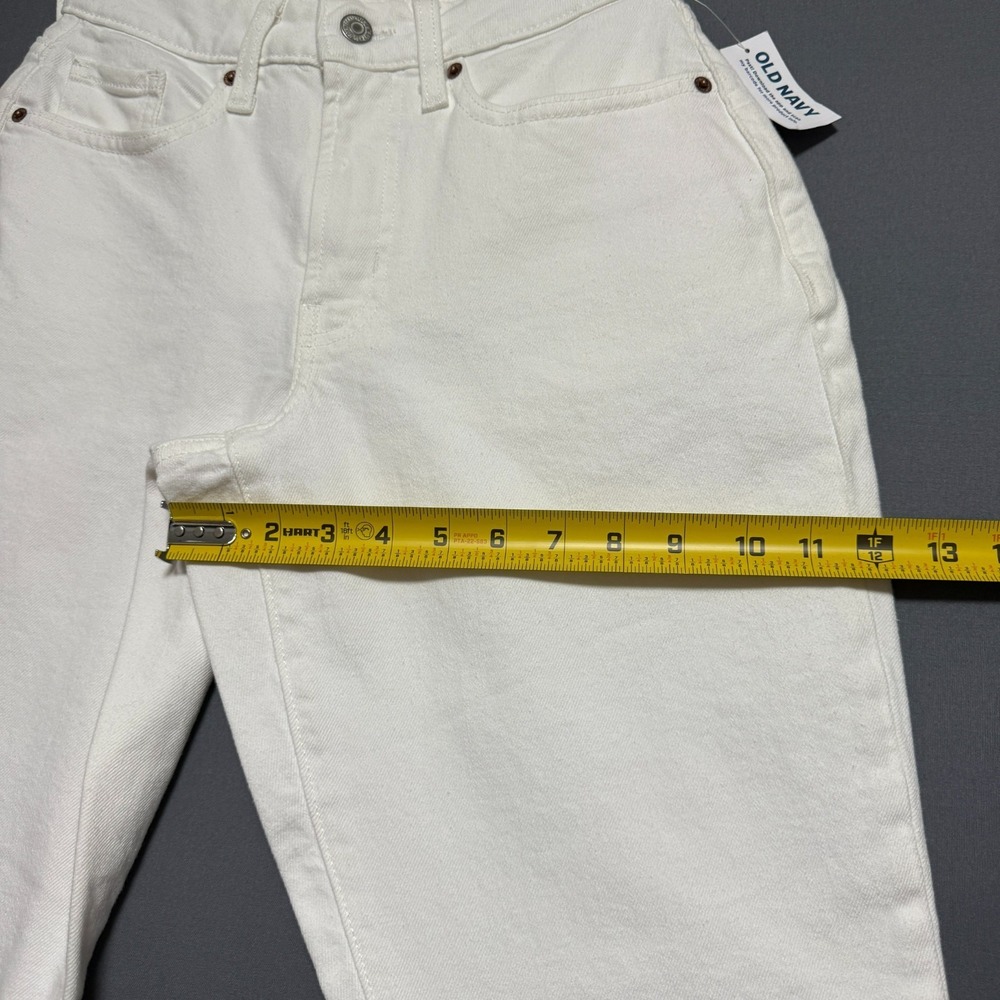 Old Navy Curvy OG Straight Jeans Womens Sz 2 White High Rise Raw Hem Y2K Coastal - Picture 7 of 11